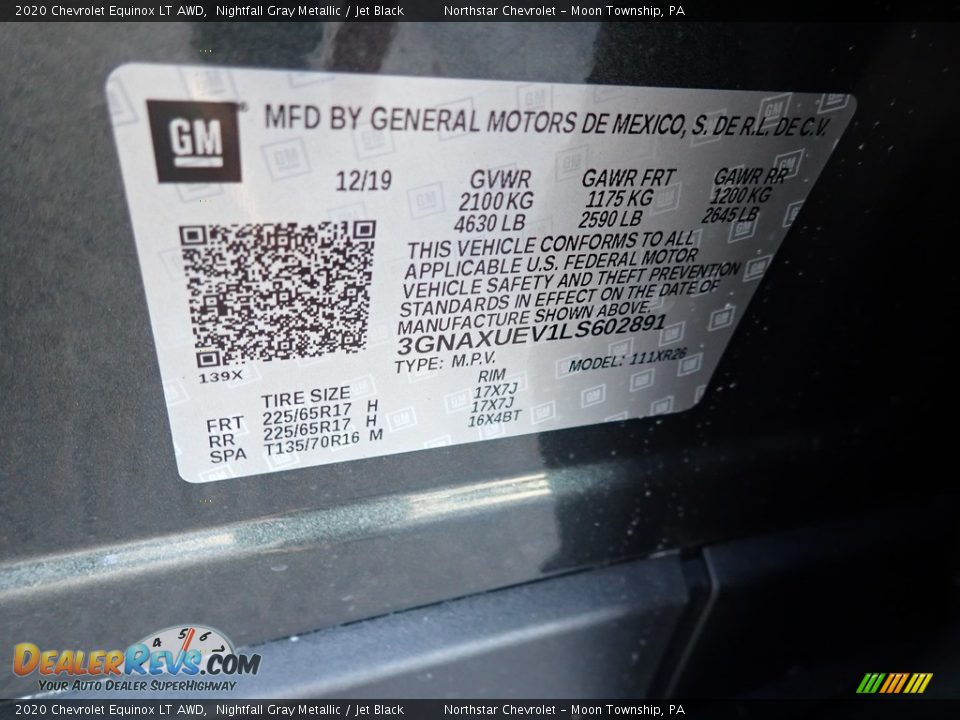 2020 Chevrolet Equinox LT AWD Nightfall Gray Metallic / Jet Black Photo #15