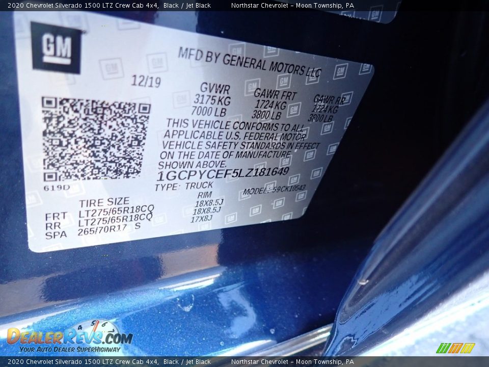 2020 Chevrolet Silverado 1500 LTZ Crew Cab 4x4 Black / Jet Black Photo #14