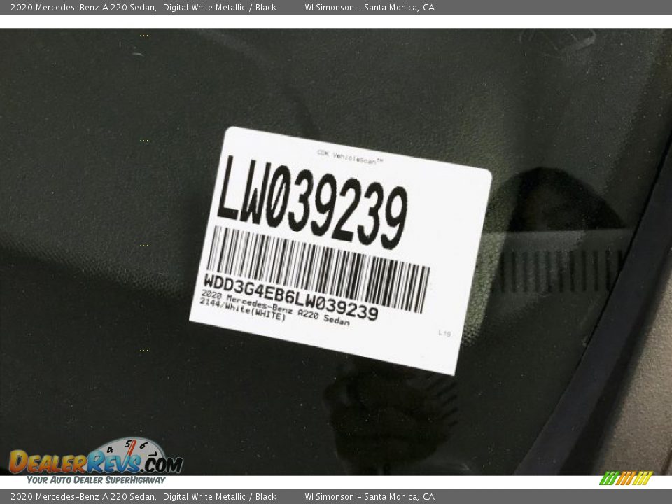 2020 Mercedes-Benz A 220 Sedan Digital White Metallic / Black Photo #11