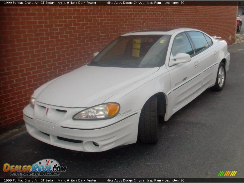 1999 Pontiac Grand Am GT Sedan Arctic White / Dark Pewter Photo #2