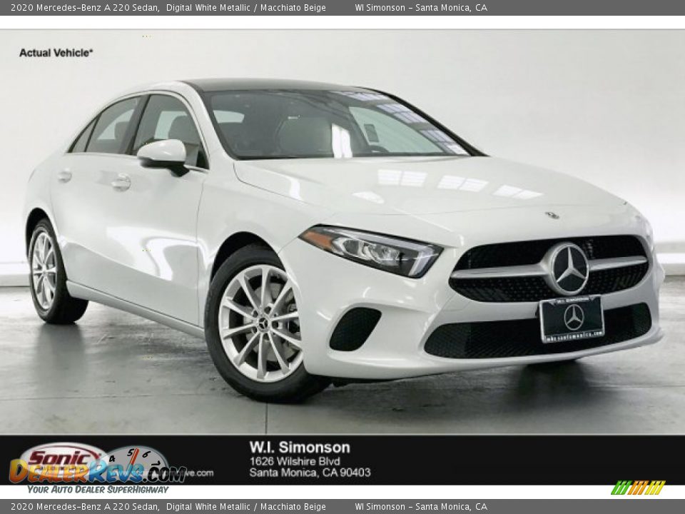 2020 Mercedes-Benz A 220 Sedan Digital White Metallic / Macchiato Beige Photo #1