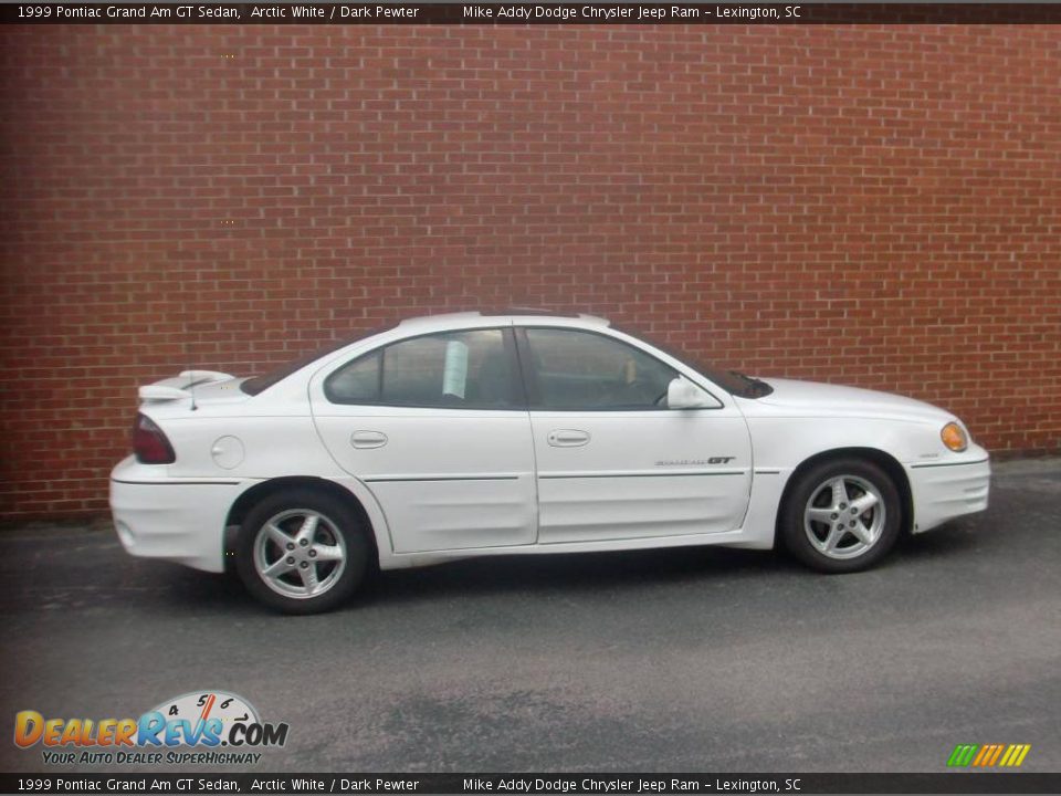 1999 Pontiac Grand Am GT Sedan Arctic White / Dark Pewter Photo #6