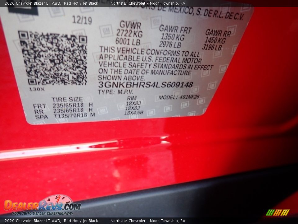 2020 Chevrolet Blazer LT AWD Red Hot / Jet Black Photo #15