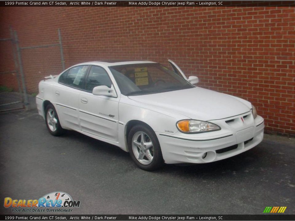 1999 Pontiac Grand Am GT Sedan Arctic White / Dark Pewter Photo #7