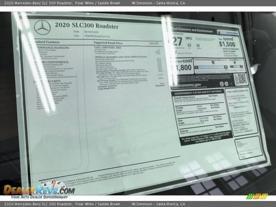 2020 Mercedes-Benz SLC 300 Roadster Window Sticker Photo #10