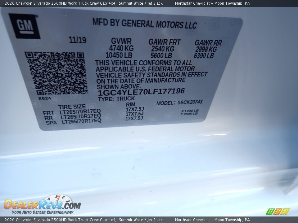 2020 Chevrolet Silverado 2500HD Work Truck Crew Cab 4x4 Summit White / Jet Black Photo #15
