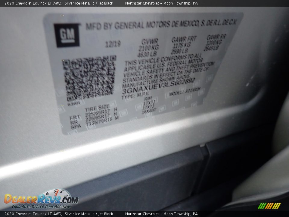 2020 Chevrolet Equinox LT AWD Silver Ice Metallic / Jet Black Photo #14