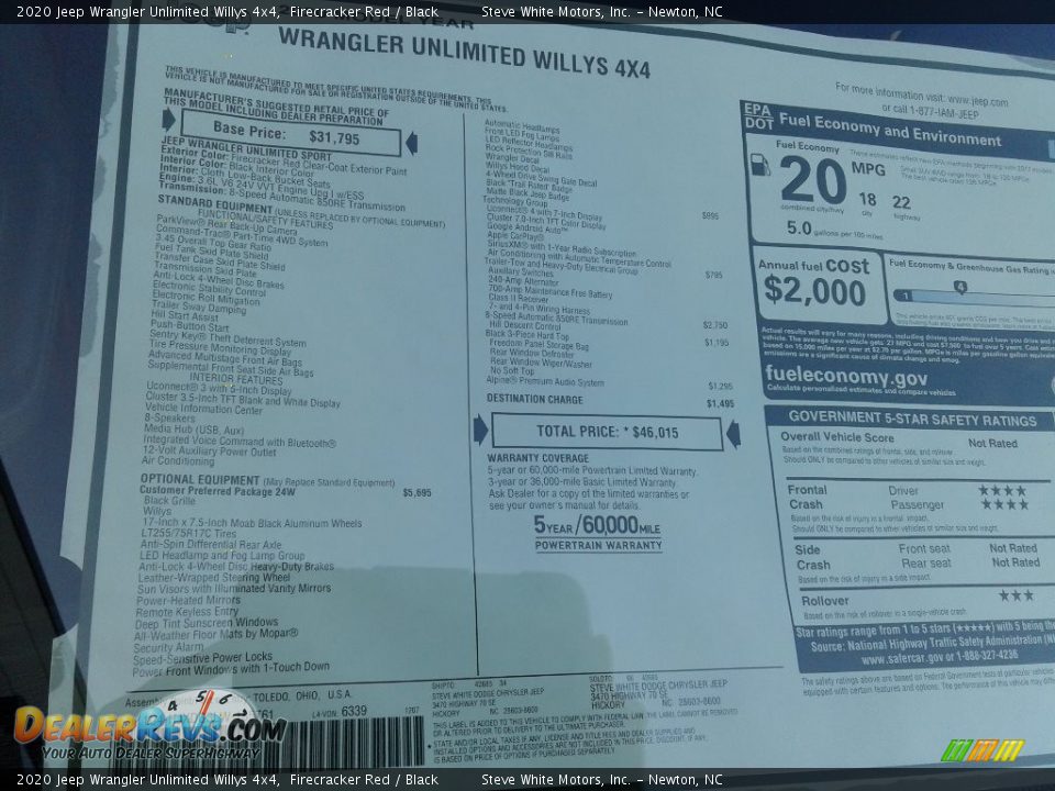 2020 Jeep Wrangler Unlimited Willys 4x4 Firecracker Red / Black Photo #28