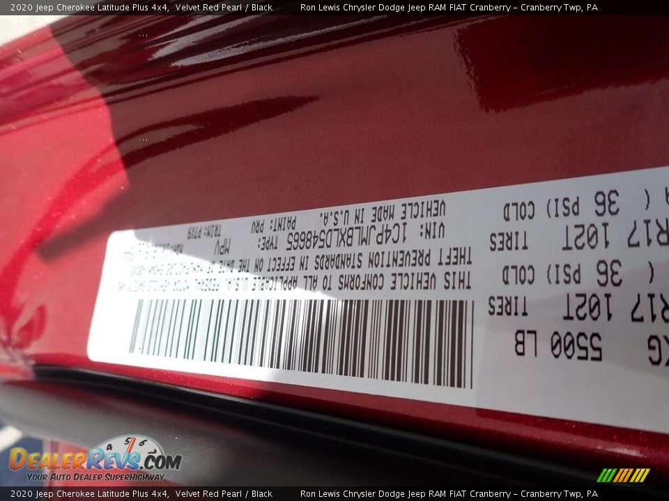 2020 Jeep Cherokee Latitude Plus 4x4 Velvet Red Pearl / Black Photo #15