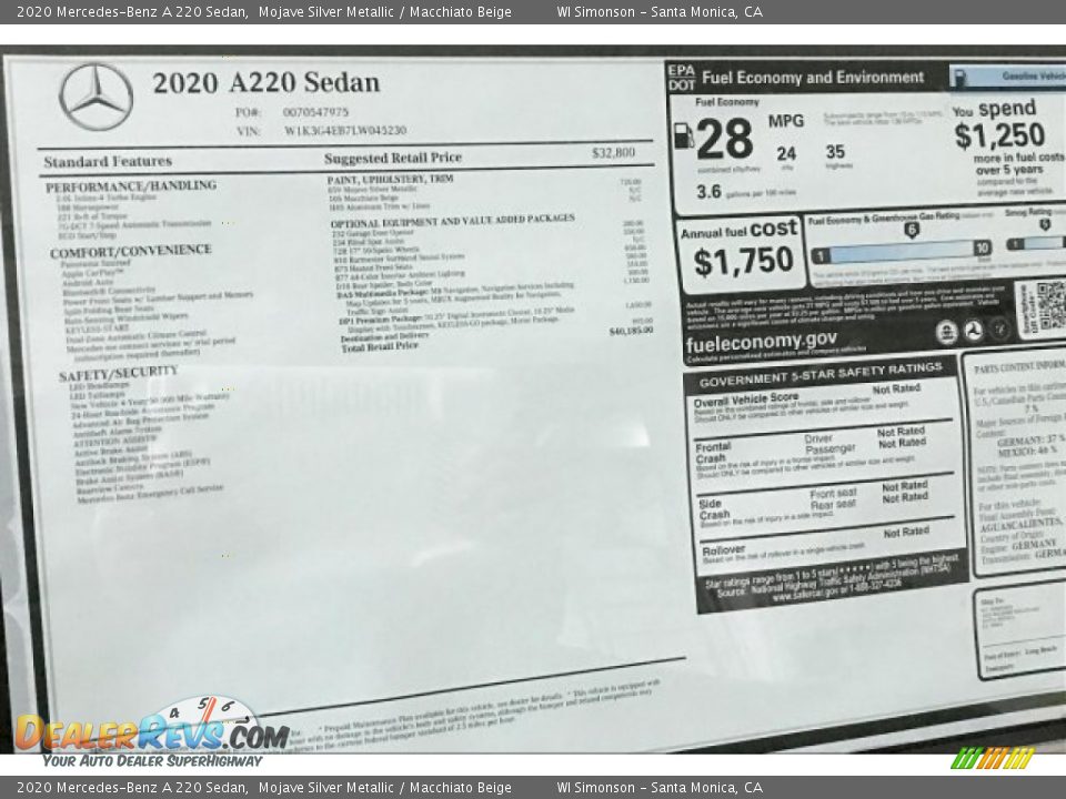 2020 Mercedes-Benz A 220 Sedan Mojave Silver Metallic / Macchiato Beige Photo #10