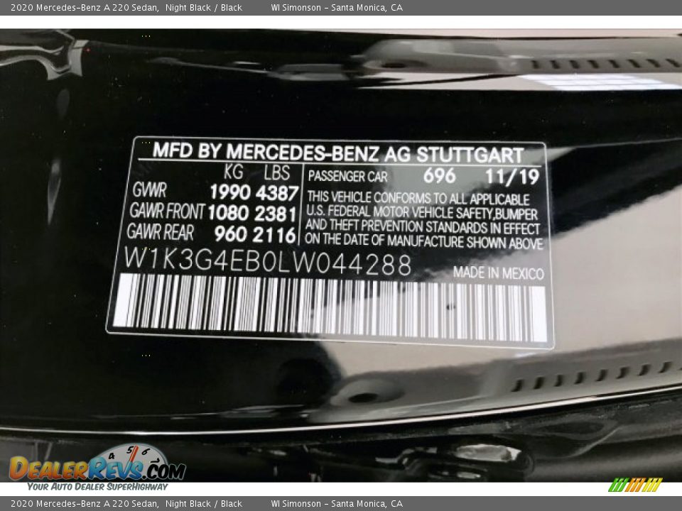 2020 Mercedes-Benz A 220 Sedan Night Black / Black Photo #11