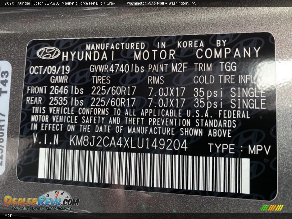 Hyundai Color Code M2F Magnetic Force Metallic