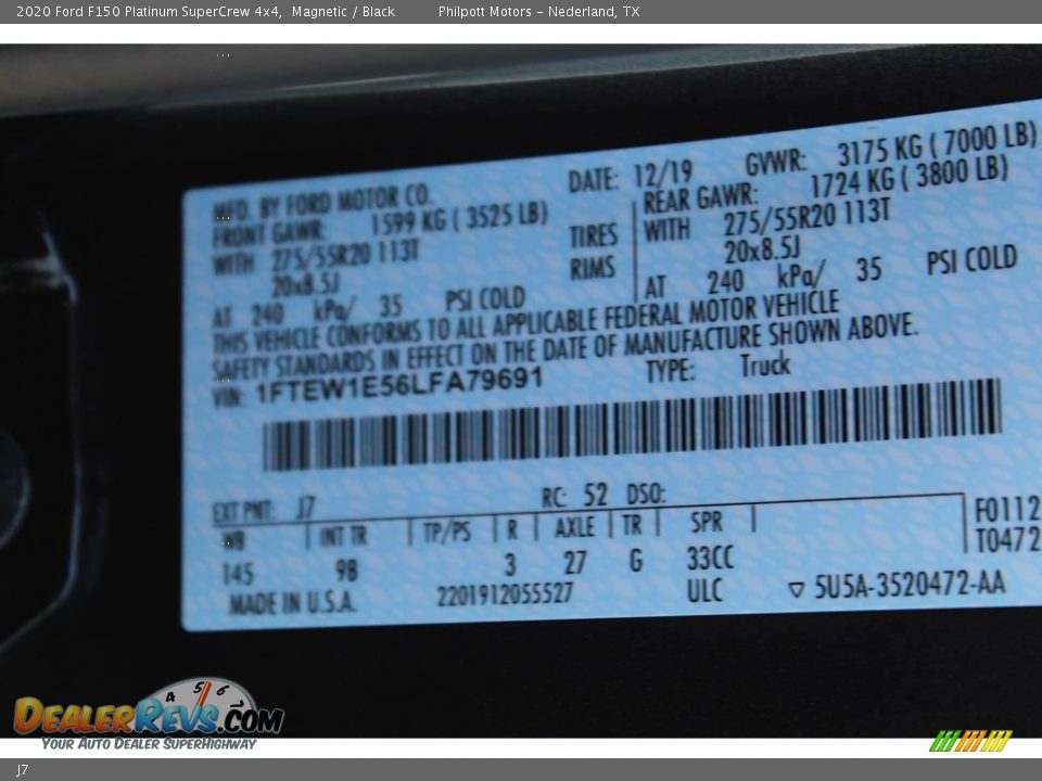 Ford Color Code J7 Magnetic