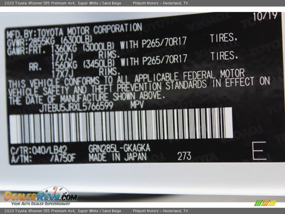 2020 Toyota 4Runner SR5 Premium 4x4 Super White / Sand Beige Photo #27