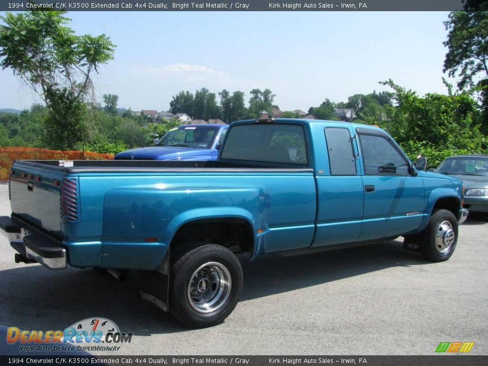 1994 Chevrolet C/K K3500 Extended Cab 4x4 Dually Bright Teal Metallic / Gray Photo #6