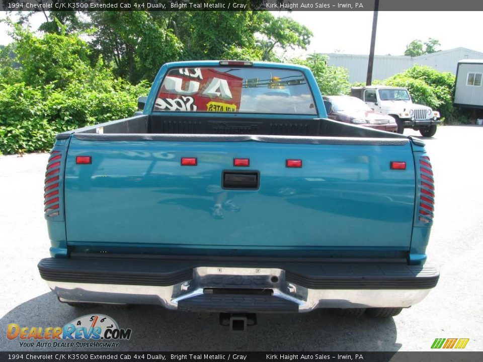 1994 Chevrolet C/K K3500 Extended Cab 4x4 Dually Bright Teal Metallic / Gray Photo #7