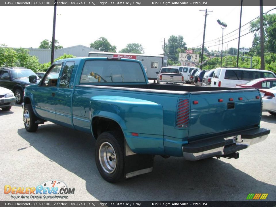 1994 Chevrolet C/K K3500 Extended Cab 4x4 Dually Bright Teal Metallic / Gray Photo #10