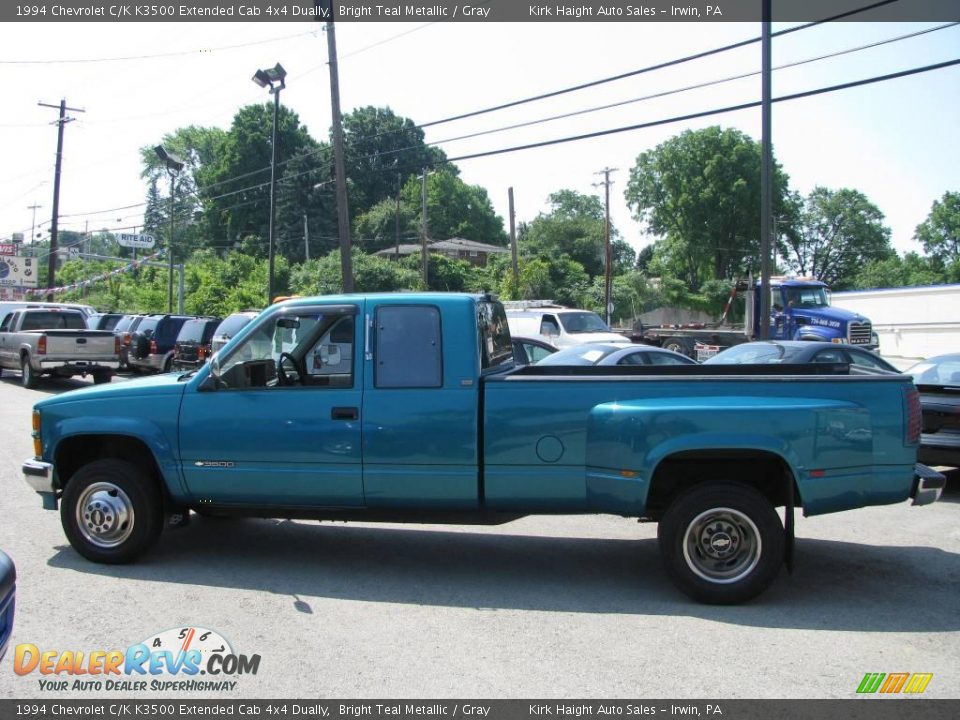 1994 Chevrolet C/K K3500 Extended Cab 4x4 Dually Bright Teal Metallic / Gray Photo #11