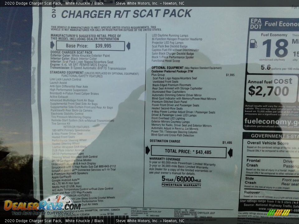 2020 Dodge Charger Scat Pack Window Sticker Photo #28