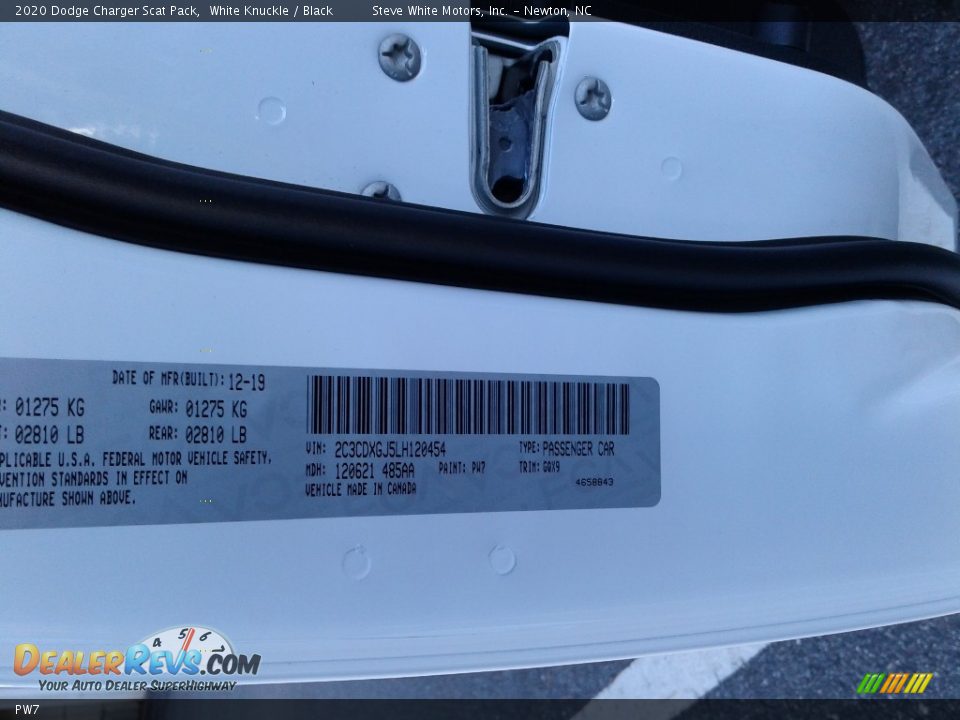 Dodge Color Code PW7 White Knuckle