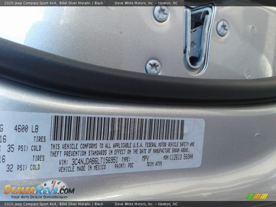 2020 Jeep Compass Sport 4x4 Billet Silver Metallic / Black Photo #30
