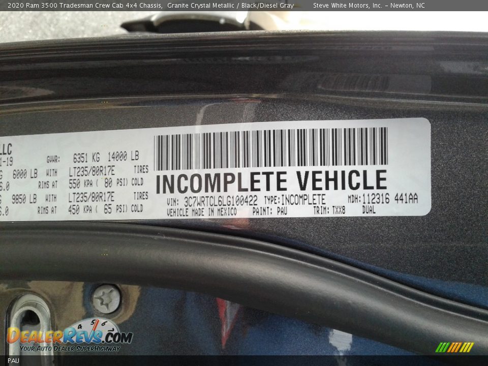 Ram Color Code PAU Granite Crystal Metallic