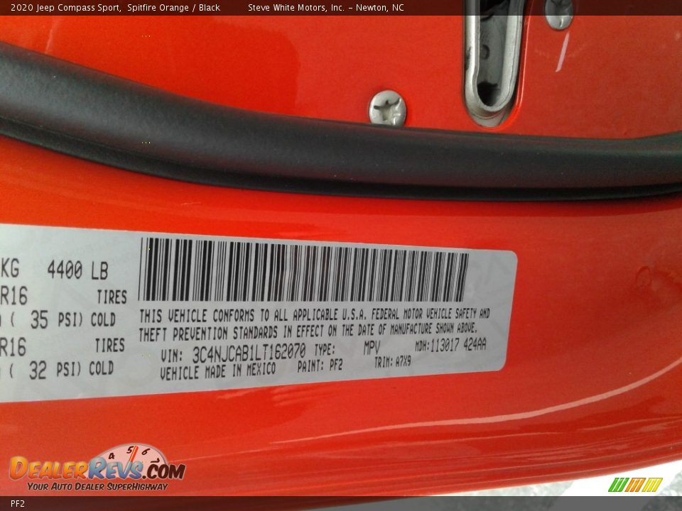 Jeep Color Code PF2 Spitfire Orange