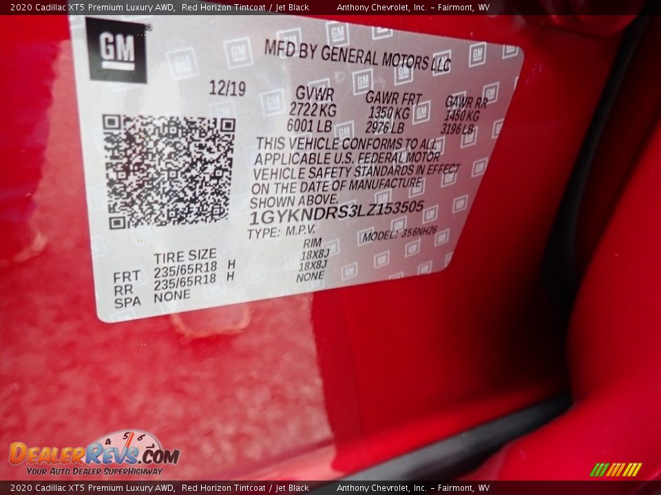 2020 Cadillac XT5 Premium Luxury AWD Red Horizon Tintcoat / Jet Black Photo #13