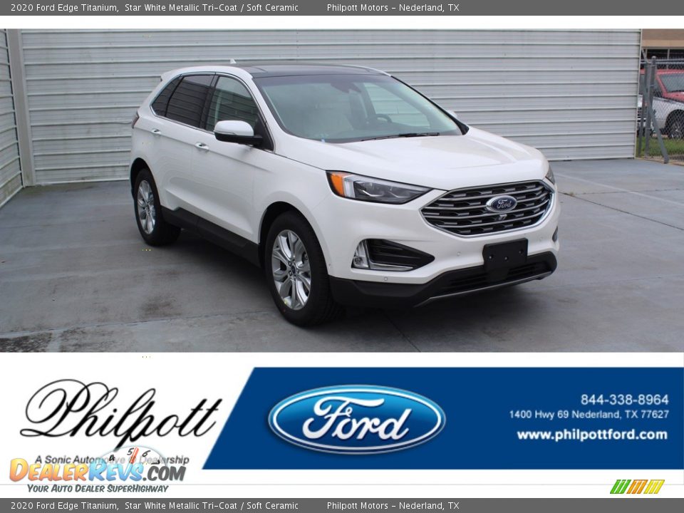 2020 Ford Edge Titanium Star White Metallic Tri-Coat / Soft Ceramic Photo #1