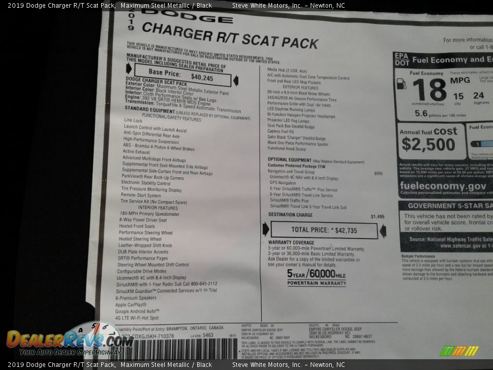 2019 Dodge Charger R/T Scat Pack Maximum Steel Metallic / Black Photo #30