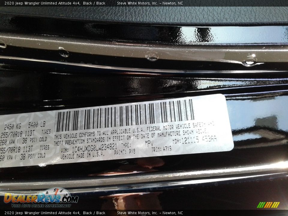 2020 Jeep Wrangler Unlimited Altitude 4x4 Black / Black Photo #29