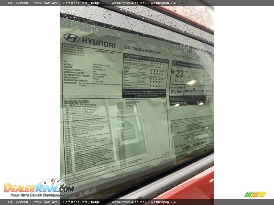 2020 Hyundai Tucson Sport AWD Window Sticker Photo #16