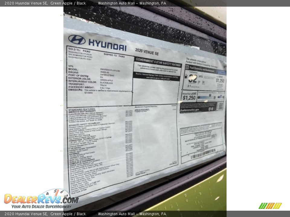 2020 Hyundai Venue SE Window Sticker Photo #16