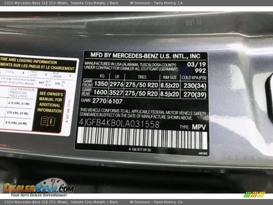 2020 Mercedes-Benz GLE 350 4Matic Selenite Grey Metallic / Black Photo #11