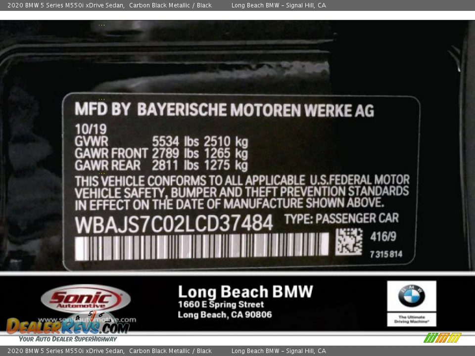 2020 BMW 5 Series M550i xDrive Sedan Carbon Black Metallic / Black Photo #11