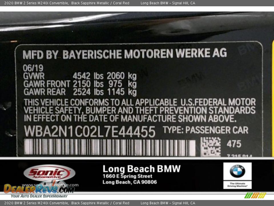 2020 BMW 2 Series M240i Convertible Black Sapphire Metallic / Coral Red Photo #11