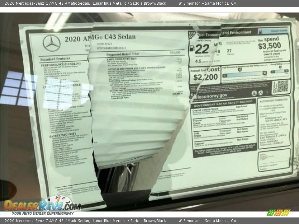 2020 Mercedes-Benz C AMG 43 4Matic Sedan Lunar Blue Metallic / Saddle Brown/Black Photo #11