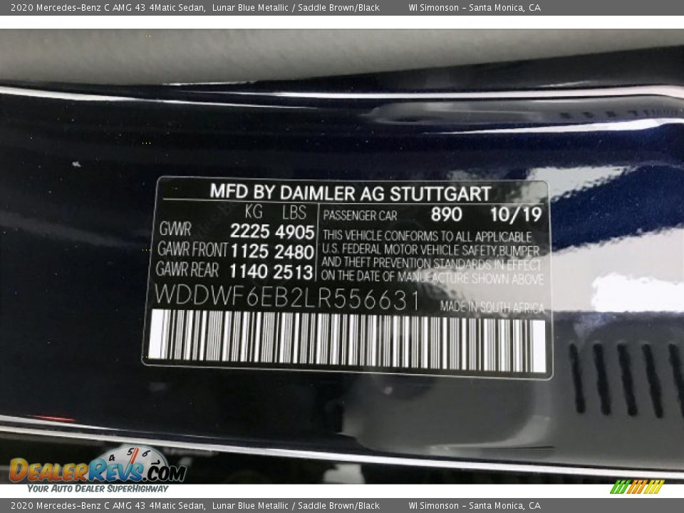 2020 Mercedes-Benz C AMG 43 4Matic Sedan Lunar Blue Metallic / Saddle Brown/Black Photo #24