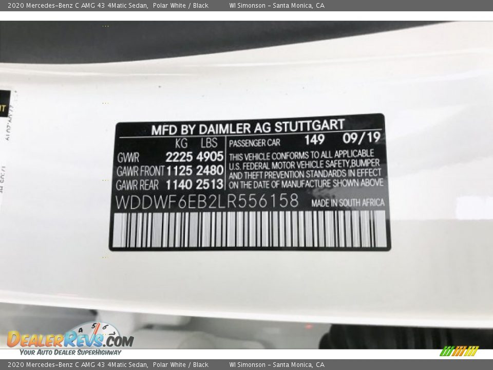 2020 Mercedes-Benz C AMG 43 4Matic Sedan Polar White / Black Photo #24