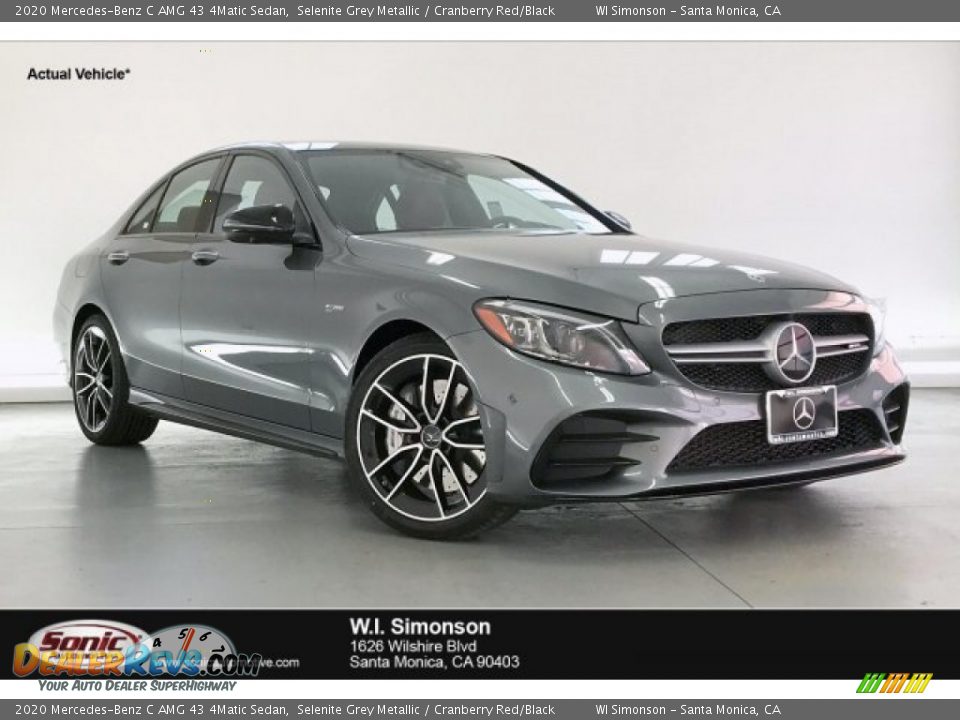 2020 Mercedes-Benz C AMG 43 4Matic Sedan Selenite Grey Metallic / Cranberry Red/Black Photo #1