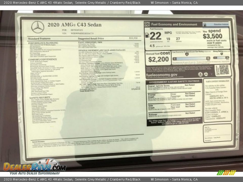 2020 Mercedes-Benz C AMG 43 4Matic Sedan Window Sticker Photo #11