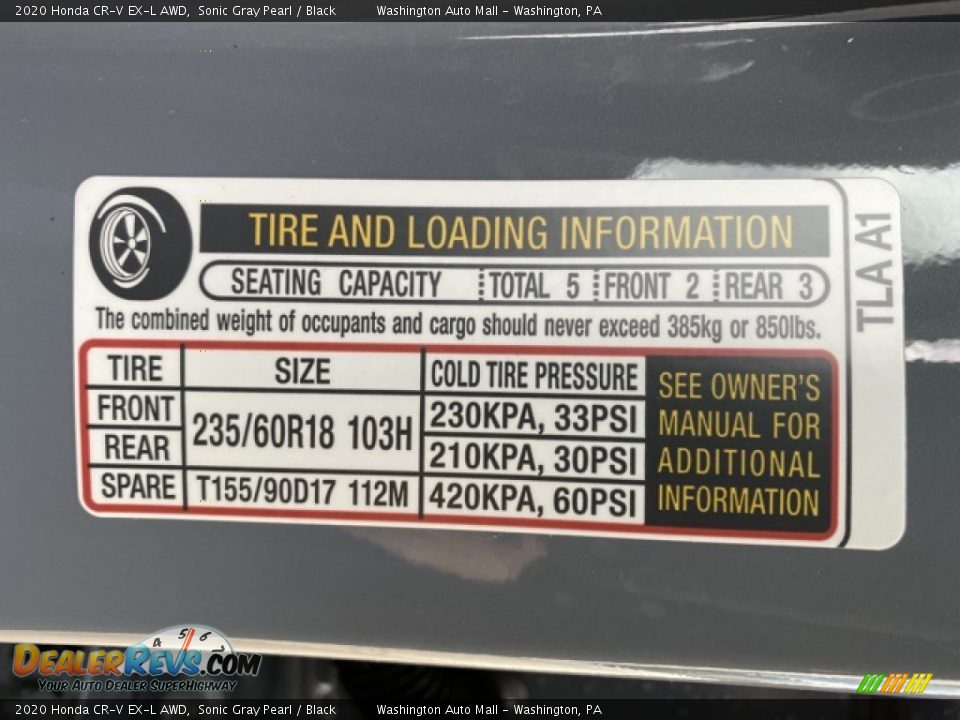 2020 Honda CR-V EX-L AWD Sonic Gray Pearl / Black Photo #8
