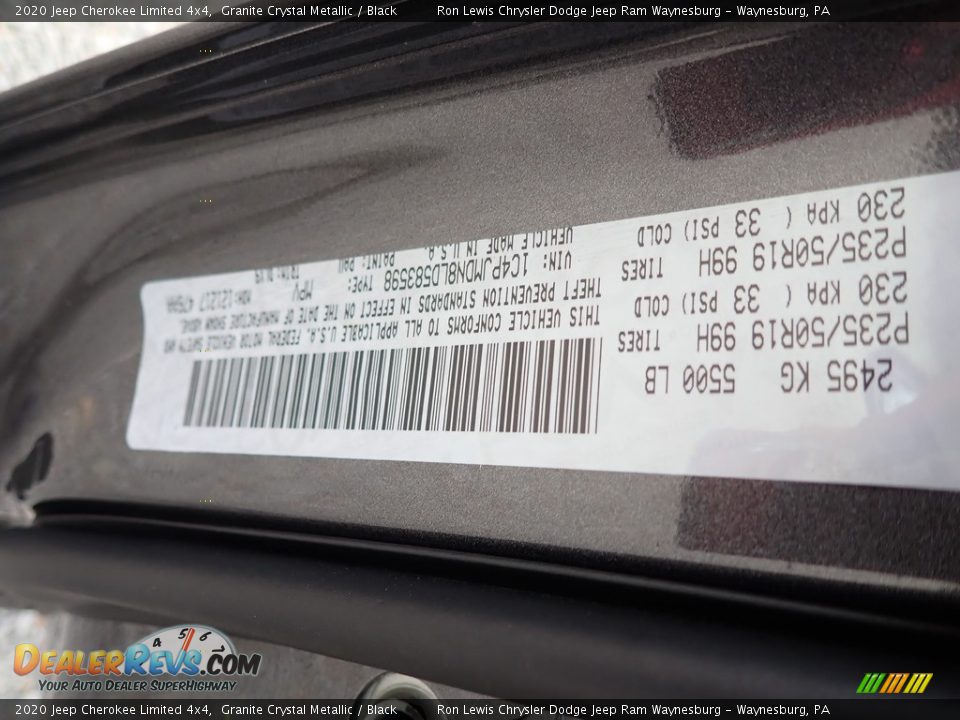 2020 Jeep Cherokee Limited 4x4 Granite Crystal Metallic / Black Photo #16