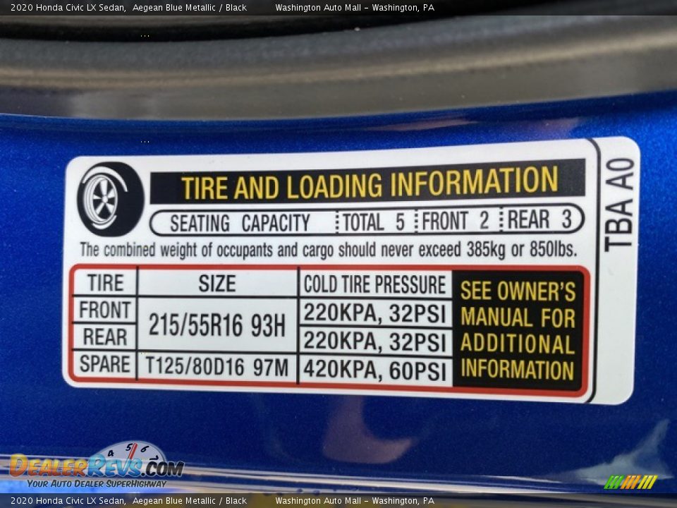 2020 Honda Civic LX Sedan Aegean Blue Metallic / Black Photo #8