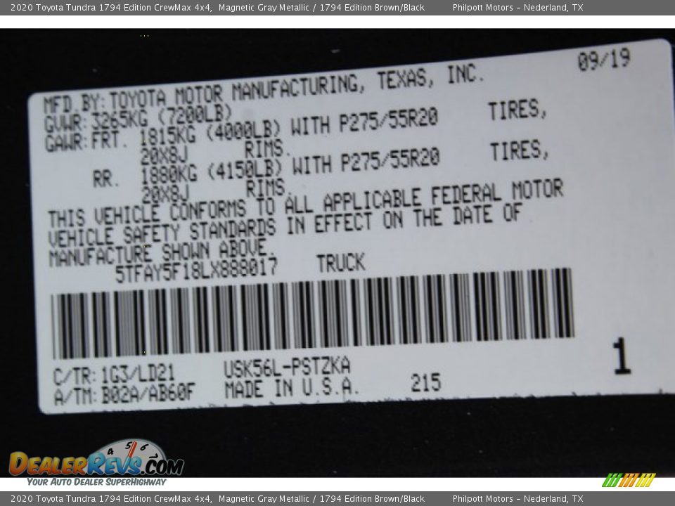 2020 Toyota Tundra 1794 Edition CrewMax 4x4 Magnetic Gray Metallic / 1794 Edition Brown/Black Photo #26