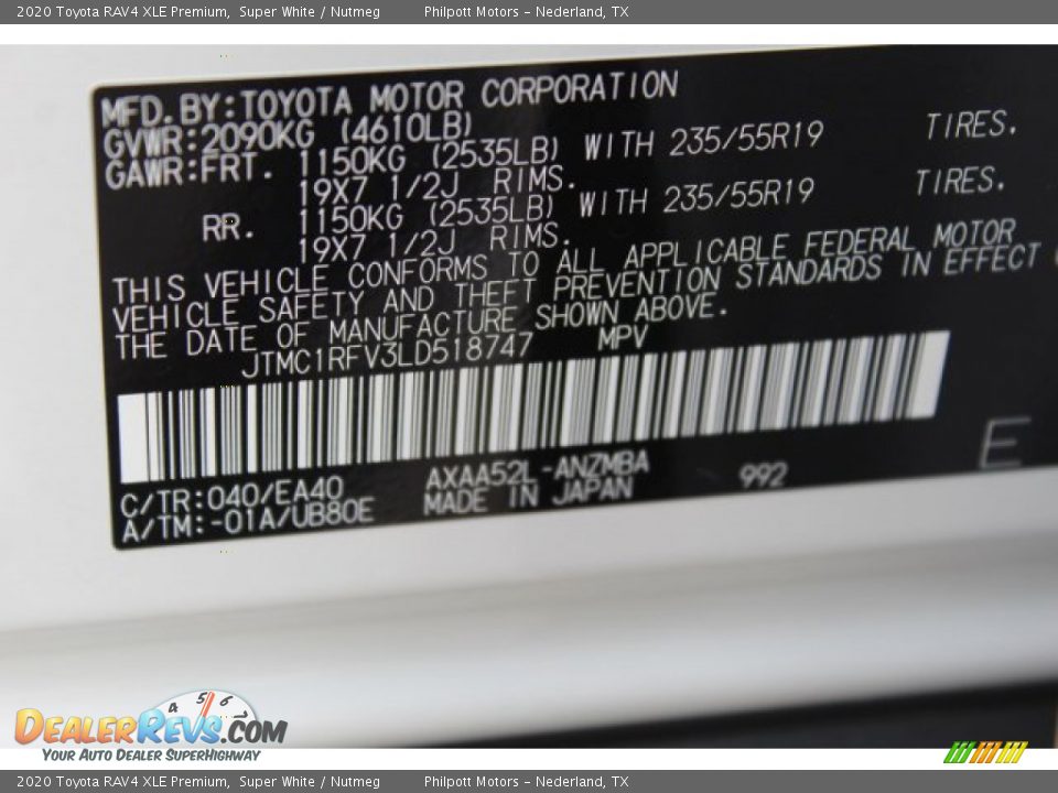 2020 Toyota RAV4 XLE Premium Super White / Nutmeg Photo #24