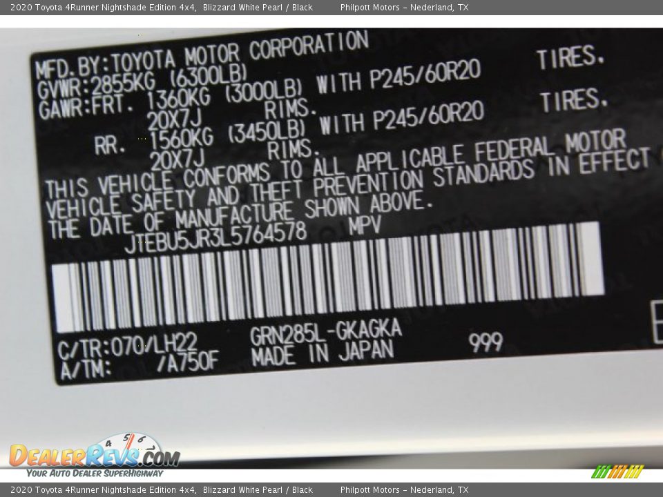 2020 Toyota 4Runner Nightshade Edition 4x4 Blizzard White Pearl / Black Photo #29