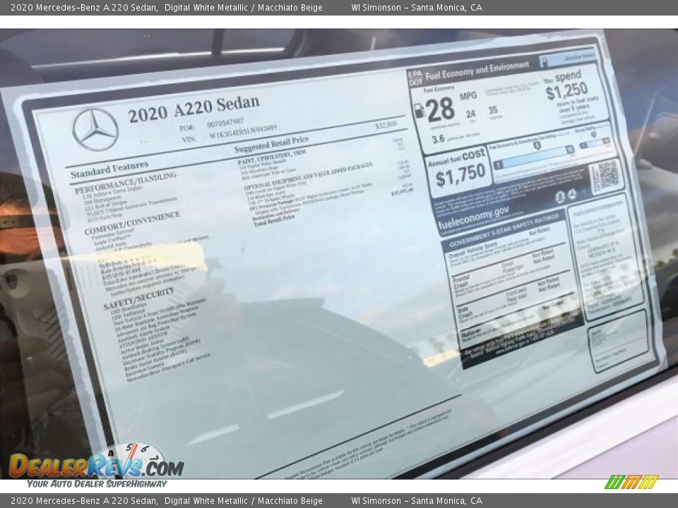 2020 Mercedes-Benz A 220 Sedan Digital White Metallic / Macchiato Beige Photo #10