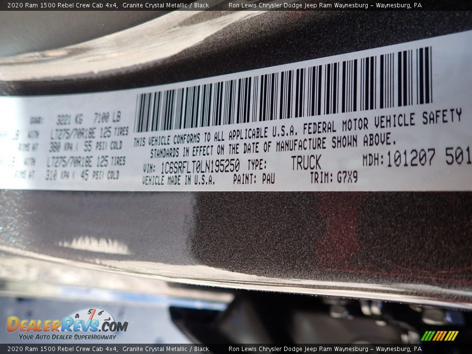 2020 Ram 1500 Rebel Crew Cab 4x4 Granite Crystal Metallic / Black Photo #15