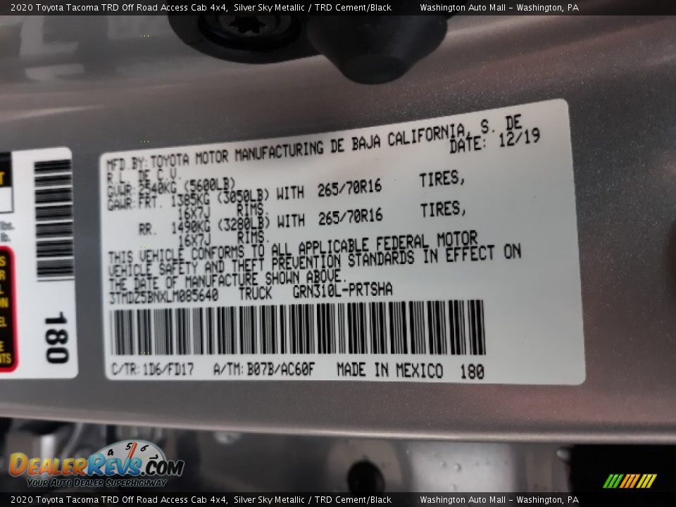 2020 Toyota Tacoma TRD Off Road Access Cab 4x4 Silver Sky Metallic / TRD Cement/Black Photo #31